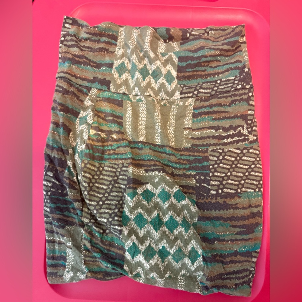Lily White Green and Brown Patterned Skirt